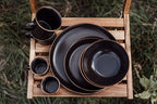 Barebones Enamel Bowl Set - Dish Set of 2 Bowls - Enamelware Set for Camping and Everyday Use (Charcoal)
