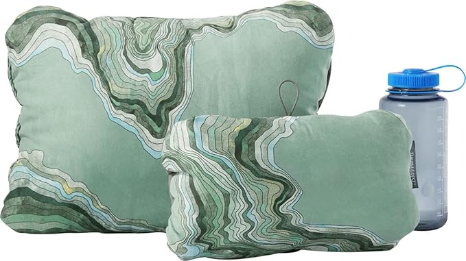 Therm-a-Rest Compressible Cinch Camping and Backpacking Pillow, Small - 12 x 16 Inch, Sage Topo Wave Print