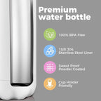 Volhoply 25oz Insulated Water Bottle 1/2/4 Pack, Double Wall Stainless Steel Vacuum Bottles, Keeps Cold & Hot, BPA Free Leak Proof Bottles (White,1 Pack)