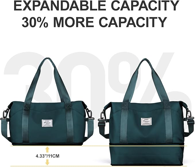 Travel Duffel Bag, Sports Tote Gym Bag, Shoulder Weekender Overnight Bag for Women