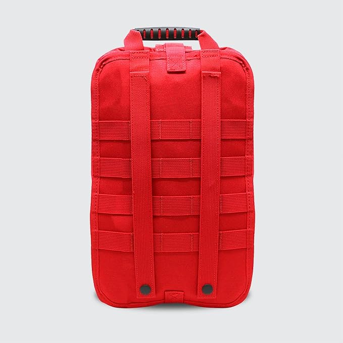 MediTac Large Hawk Type Tactical Trauma Bag - Hook and Loop Fastener Backpack, MOLLE Rucksack Pack - Red