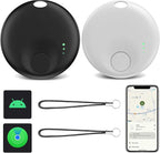 Air Tracker Tags-2 Pack, Bluetooth Tracker with Sound, Compatible with Google’s Find Hub (Android) and Apple Find My (iOS), for Keys, Wallets, Luggage, Pets, No Subscription (Black+White)