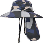 Sun Hats for Men Women Fishing Hat UPF 50+ Breathable Wide Brim Bucket Hats Summer UV Protection Safari Hat with Neck Flap