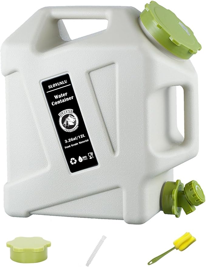 3.2 Gallon Water Jug with Spigot, BPA Free Leak-Proof Camping Water Container, Portable Emergency Water Storage for Outdoor Hiking, Camping, Home Use
