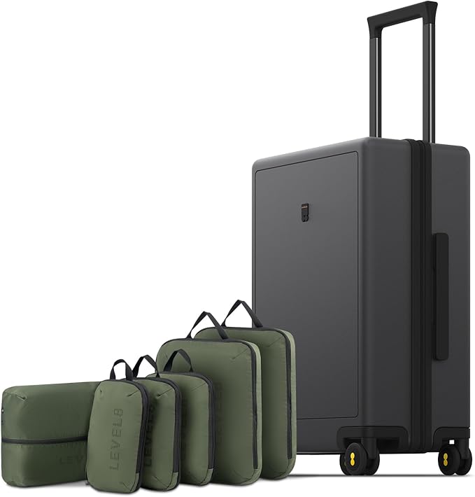 LEVEL8 Carry on Luggage Airline Approved, Small Carry on Suitcases with Wheels, Lightweight Hardside Textured Luggage for Travel, Tsa Approved, 20-Inch, Dark Grey