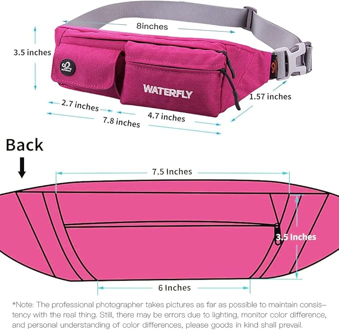 WATERFLY Fanny Pack Slim Soft Polyester Water Resistant Waist Bag Pack for Man Women Carrying iPhone 8 Samsung S6