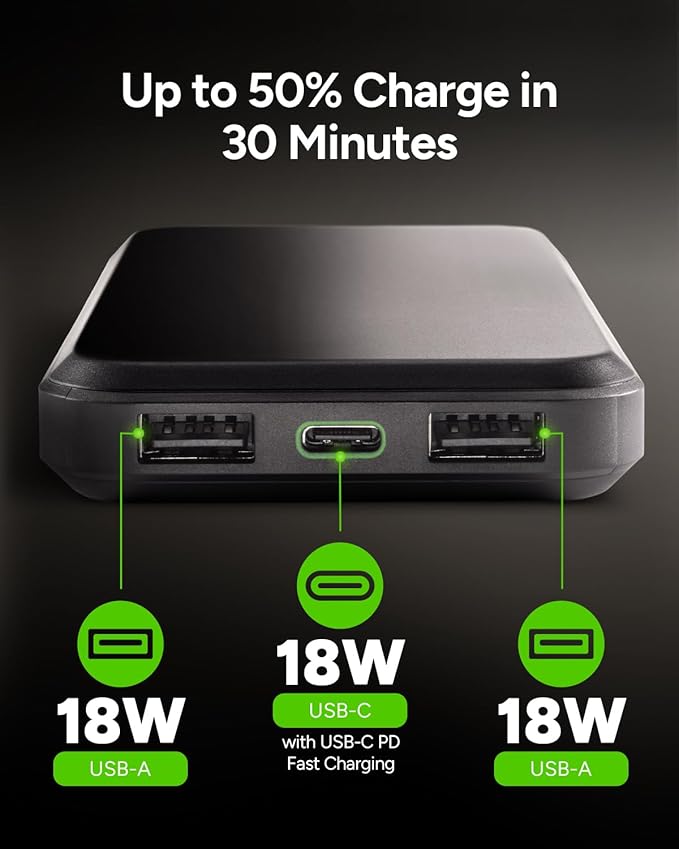 Mophie powerstation prime10 - Portable Power Bank with 10,000mAh Internal Battery, 18W USB-C PD Fast Charging, Charge 3 Devices Simultaneously, LED Power Indicator - Black & White Camo