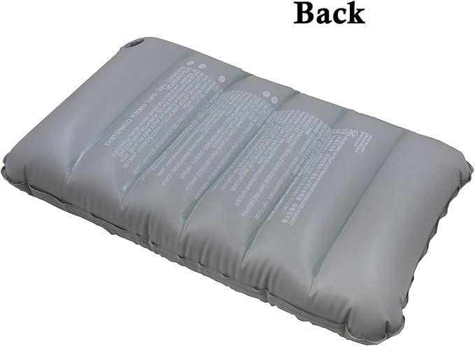 2 Pack Gray Ultralight Inflatable Camping Pillow Small Squared Flocked Fabric Air Pillow for Hiking, Camping, Traveling, Napping, Desk Rest, Neck & Lumbar Support