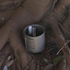 SANTTA Light Weight Titanium Folding Fork Spoon 2 Piece Utensil Set with Carry Bag and Carabiner for Camping, Hiking, Backpacking and Travelling