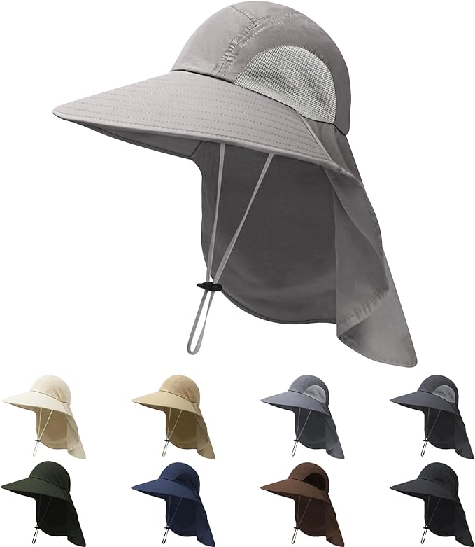 NPQQUAN Mens Sun Hats for Men Women with Neck Flap Wide Brim UV Protection Hiking Fishing Hat