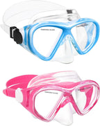 Kids Swim Goggles Snorkel Diving Mask for Boys Girls Ages 5-15, Two-Color Anti-Fog Swimming Goggles with Nose Cover