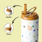 BOTTLE BOTTLE Insulated Water Bottle 24oz with Straw Lid and Handle for Sports Travel Gym Stainless Steel Water Bottles Double-Wall Vacuum Metal Leak Proof BPA-Free