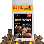 Fire Starter • 175 pcs Natural Fire Starters up to 12 Min Burn Time Firestarters for Indoor Fireplace, Campfires & Camping, Wood Stove, Grill