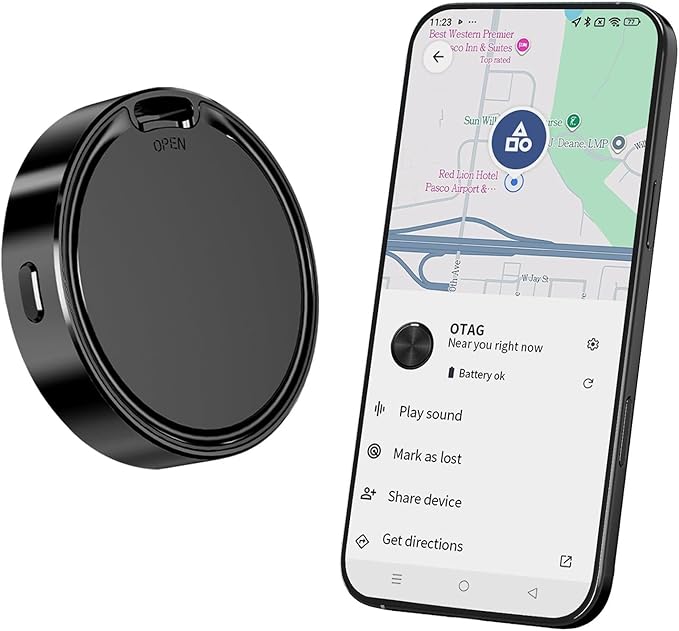Tracker Tag for Android Luggage Tracker Tags Compatible with Google Find Hub App (Android Only) Bluetooth Tracker Key Finder and Item Locator for Wallets, Backpack, Suitcases-Black
