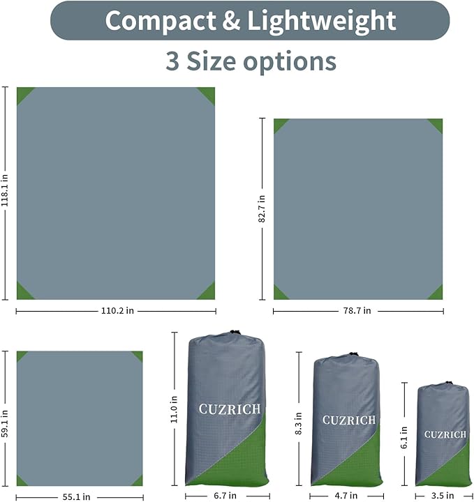 Pocket Beach Blanket Small Foldable Picnic Mat Portable Lightweight Camping Tarp Tent Blankets Washable Rug Quick Dry Compact Beach Mats Hiking Outdoor Essentials (Gray/Green 55"*59" / 4.59ft×4.92ft)