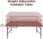 4 FT Folding Table with Carry Handle, Portable Fold-in-Half Plastic Table, Rectangle Foldable Table for Indoor/Outdoor Brown