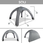 SOLI Inflatable Shade Air Canopy - Quick Self-Inflating Sun Shelter with Air Pump, UPF 50+ Sun Protection, Travel-Friendly, Stable Anchors for Beach, Camping & Backyard Use (Cool Grey) - 10 ft
