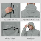 baleaf Men's Rain Jacket Waterproof Windbreaker Raincoat Running Cycling Hiking Gear Hood Lightweight Reflective Packable