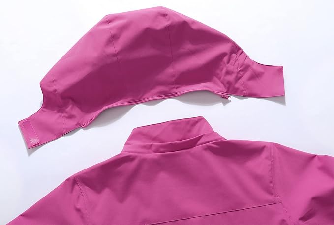 MOERDENG Women's Waterproof Rain Jacket Lightweight Raincoat Hooded Hiking Jacket Softshell Windbreaker