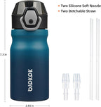 BJPKPK Insulated Water Bottle 14oz Stainless Steel Water Bottles With Straw And Carry Handle Double Wall Metal Thermo,Indigo Black