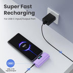 [2-Pack]Small Portable Charger 5200mAh, Upgraded PD USB C Power Bank Built-in USB-C Connector,LCD Display Battery Pack Compatible with iPhone 15/15 Plus/15 Pro/15 Pro Max/Samsung Android(Black+Purple)