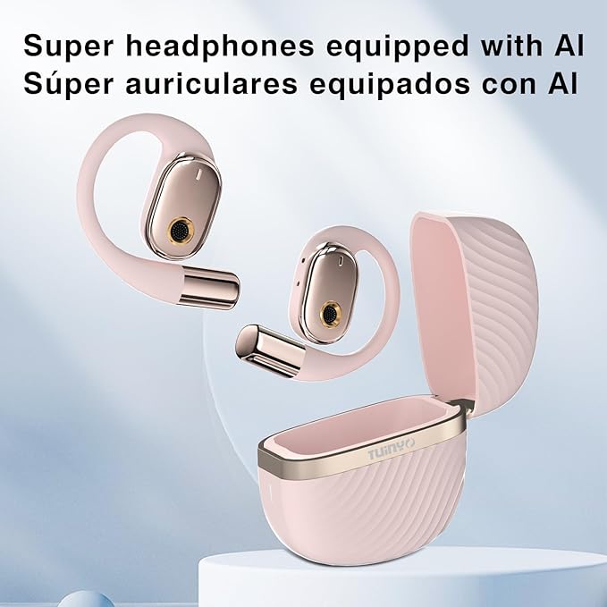 TUINYO AI Al Headphones - True Wireless Translation with 35Hrs Playtime, Premium Sound & Built-in Mic - Ideal for Travel & Language Learning-Pink