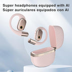 TUINYO AI Al Headphones - True Wireless Translation with 35Hrs Playtime, Premium Sound & Built-in Mic - Ideal for Travel & Language Learning-Pink