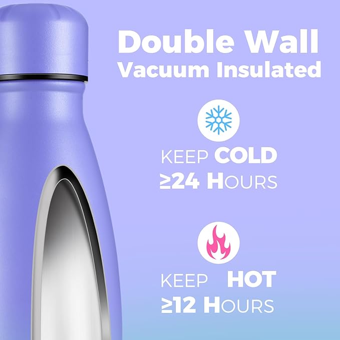 Volhoply 25oz Insulated Water Bottles Bulk 1/2/4 Pack, Metal Sports Water Bottles, Keeps Cold & Hot, BPA Free Leakproof Bottle (Purple Blue,4 Pack)