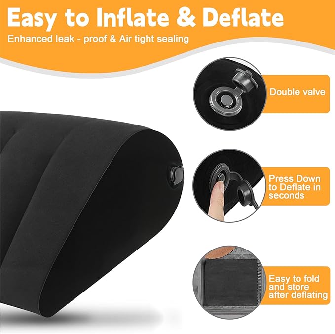 Inflatable Wedge Pillow Camping Cushions – Portable Folding Body Positioners Lightweight Wedge Pillow,Cushion for Yoga,Sleeping,Travel,Reading Lumbar Cushion for Back Pain and Pressure Relief