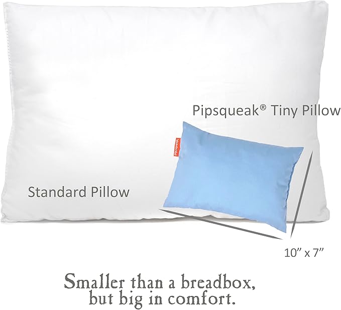 Microfiber Pipsqueak Pillow - Small, Mini - 11 x 7 in - Tiny Pillow for Travel, Cars, Airplanes, Camping, Dogs, Toddlers, Kids, Lumbar, Knees and Neck - Ages 2 Yrs and Up
