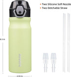 BJPKPK Insulated Water Bottle 18oz Stainless Steel Water Bottles With Straw And Carry Handle Double Wall Metal Thermo,Macaron Green