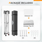 EAGLE PEAK Pop Up Canopy Tent with 1 Sidewall, Easy Setup Event Tent, Outdoor Sun Shade, Wheeled Carry Bag, Stakes and Guy Ropes, Instant Canopy 6.6x6.6, White