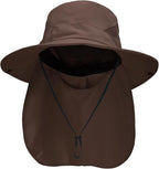 NPQQUAN Sun Hats for Men Women with Neck Flap UPF 50+ UV Protection Wide Brim Bucket Hat Safari Hiking Fishing Hats