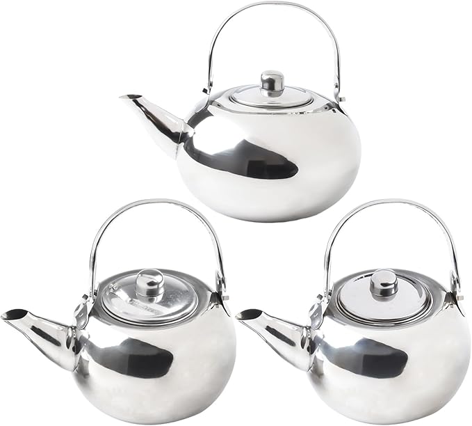 Stainless Steel Tea Kettle, Heat Resistant Handle Stovetop Camping Coffee Pot Water Bottle with Built in Filter for Tea and Beverage Brewing(16cm)