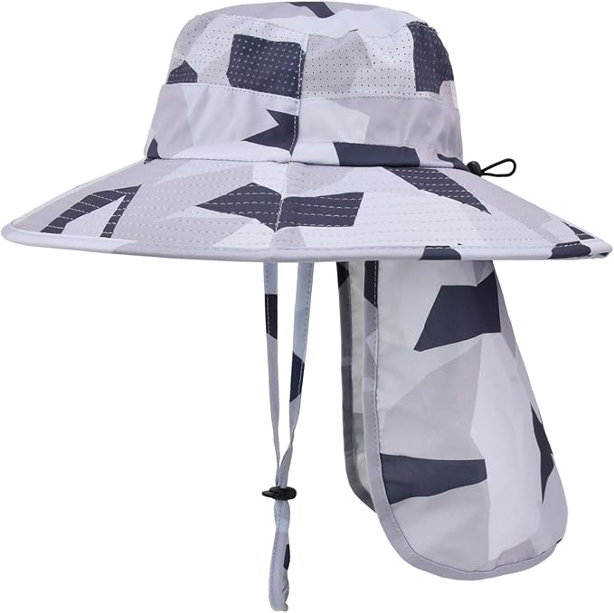 Sun Hats for Men Women Fishing Hat UPF 50+ Breathable Wide Brim Bucket Hats Summer UV Protection Safari Hat with Neck Flap