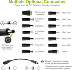 Universal Power Supply 3V~36V 4A 144W Adjustable Variable 3V 5V 9V 12V 24V 30V 36V AC/DC Adapter Charger, 100V-240V AC to DC Converter with 14 Tips, Polarity Converter and 4-Way Power Splitter Cable