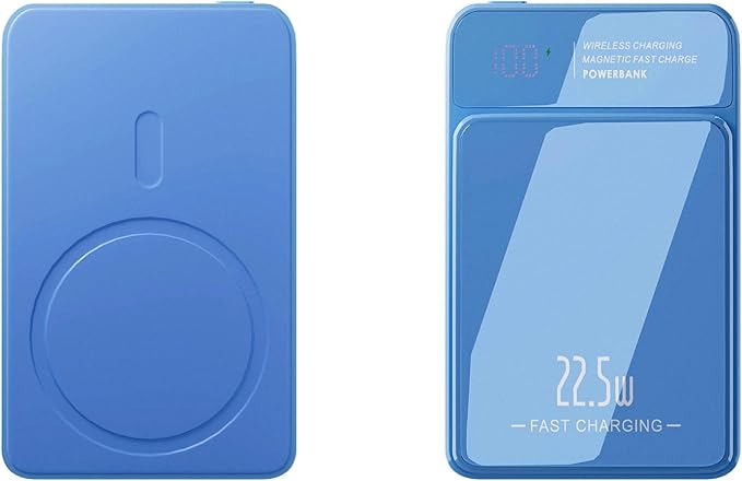 Magnetic Power Bank, 10000mAh Magnetic Portable Charger, 22.5W Wireless Power Bank, USB-C Fast Charging, LED Display Magnetic Battery Pack, Compatible for iPhone 17/16/15/14/13 Pro/Pro Max/Plus(Blue)