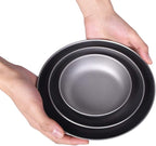iBasingo 3 Pieces Titanium Plates Set Camping Metal Durable Cooking Pan Dishes Plates Saucer Ultra-light for Outdoor Camping Tableware Cookware Mess Kit with Carry Mesh Bag Ti1104T