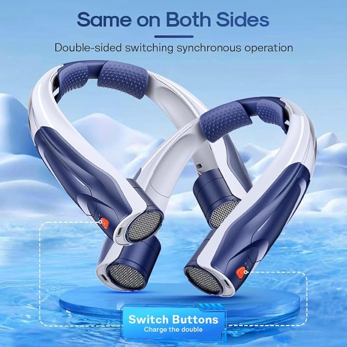 Neck Fan for Men Portable: 5S Fast Cooling, 6000mAh Battery Air Volume, 6 Speeds, Personal Fan for Fathers, Dad - Ultra-Quiet, USB Quick Rechargeable Wearable Cooling Fan (Dark Blue)