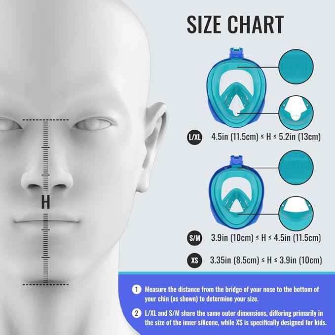 G2RISE Full Face Snorkel Mask Adults Snorkeling Set Gear for Kids with Detachable Camera Mount, Safe Breathing, Anti Fog Anti Leak