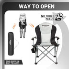 KingCamp Oversized Camping Folding Chair, Heavy Duty 450 LBS with Lumbar Support, Padded Outdoor Chair with Cup Holder, Camp Lawn Chair with Cooler Bag for Sports, Garden, Beach, Fishing