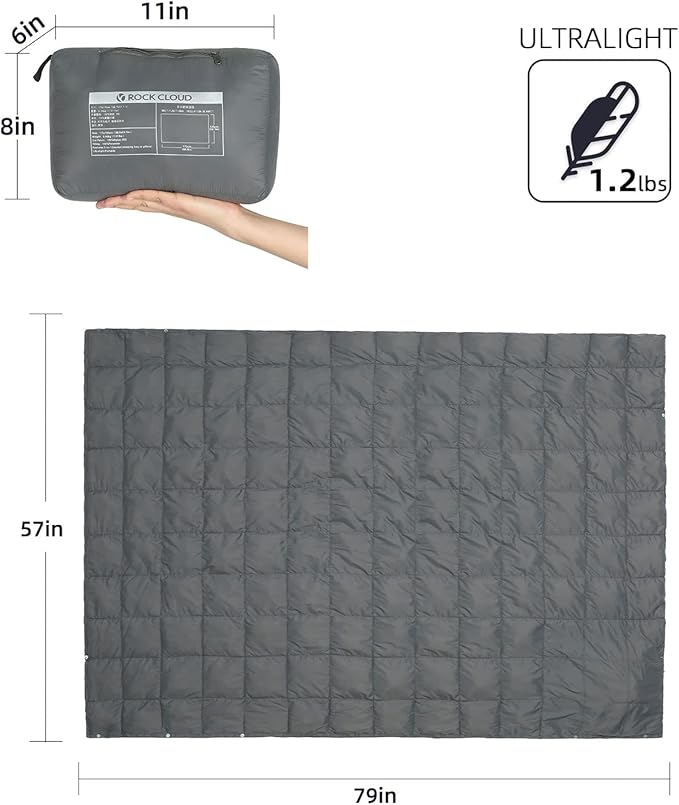 ROCK CLOUD Packable Camping Blanket Ultralight Outdoor Blankets Stadium for Hiking Camp Travel Outside Sports, Size L, 79 x 57 inch
