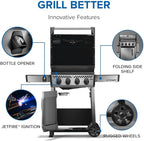Napoleon Freestyle 425 Natural Gas Outdoor Grill, Graphite Grey – High-Performance 4-Burner BBQ with Stainless Steel Grates