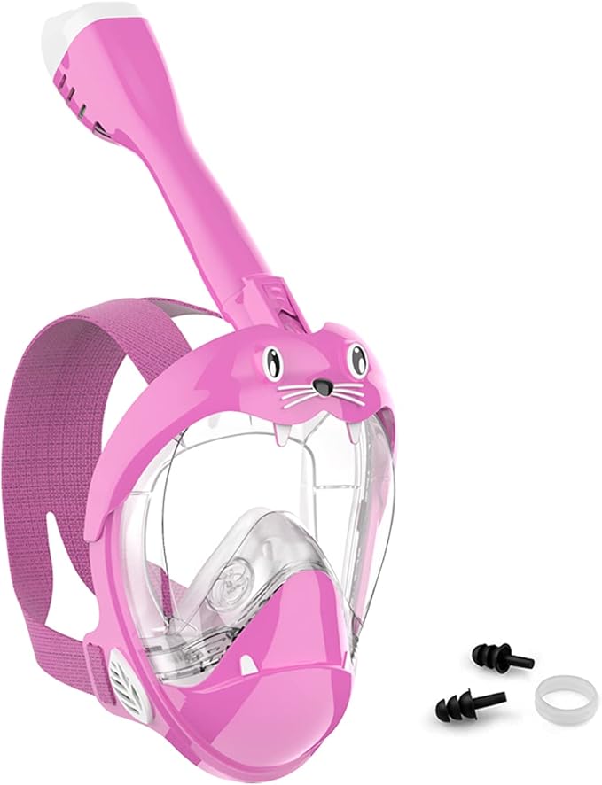 Full Face Snorkel Mask, Diving Mask for Kids and Adults,180° Panoramic View Snorkel Mask with Camera Mount, Safe Breathing, Anti-Leak&Anti-Fog