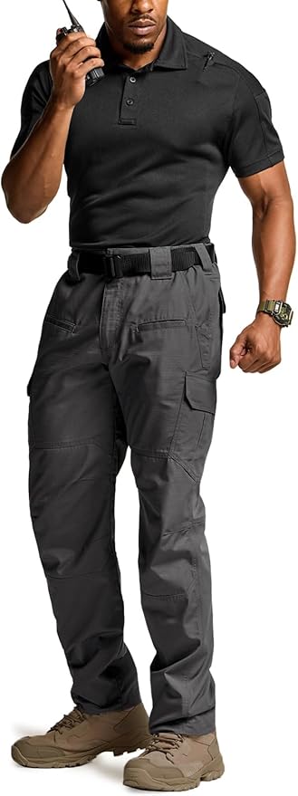 CQR Men's Tactical Pants, Water Resistant Ripstop Cargo Pants, Lightweight EDC Work Hiking Pants, Outdoor Apparel