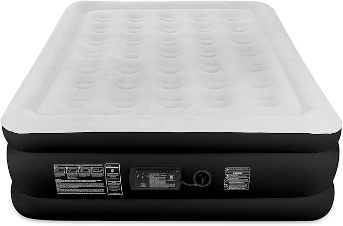 SoundAsleep Products Dream Series Luxury Air Mattress, ComfortCoil Technology, Built-in High Capacity Pump for Home, Camping- Double Height, Adjustable, Inflatable Blow Up, Portable - Full Size