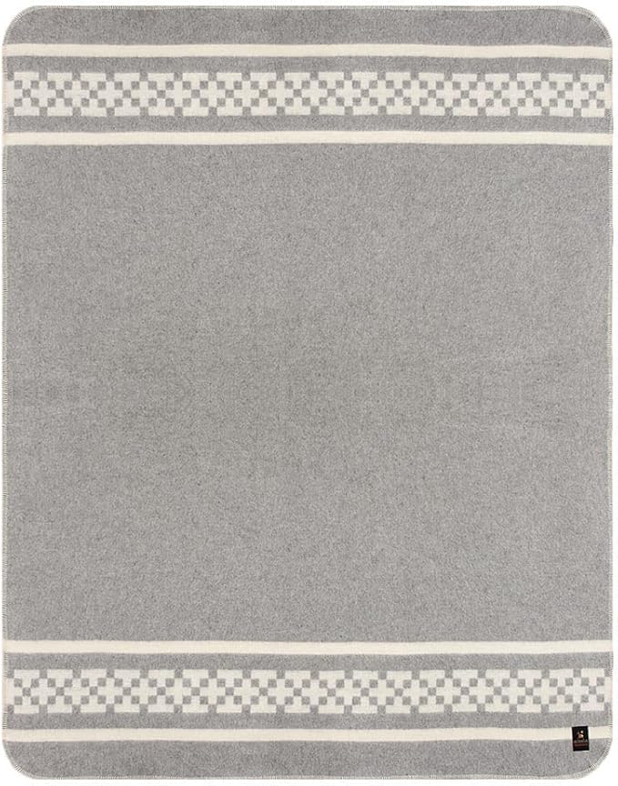 Inca Wall - Thick Alpaca Wool Blanket Heavyweight Camping Outdoors Indoors Soft Peru Twin Size New Ethnic Design (Soft Gray/Ivory, Twin Size)