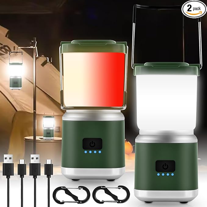 Small Camping Lantern 2000LM, Portable Rechargeable Camping Lights for Kids Adult Camping up to 20Hours, Emergency Lights for Power Outages, Dimmable, Waterproof, Camping or Hurricane Essentials