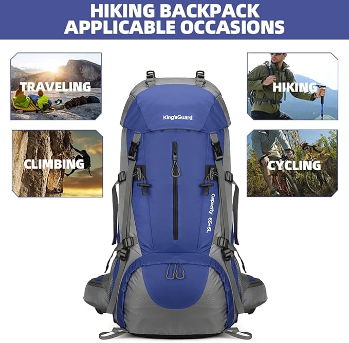 70L Camping Hiking Backpack with Rain Cover Waterproof Backpacking Backpack for Hiking Treeking Climbing Outdoor