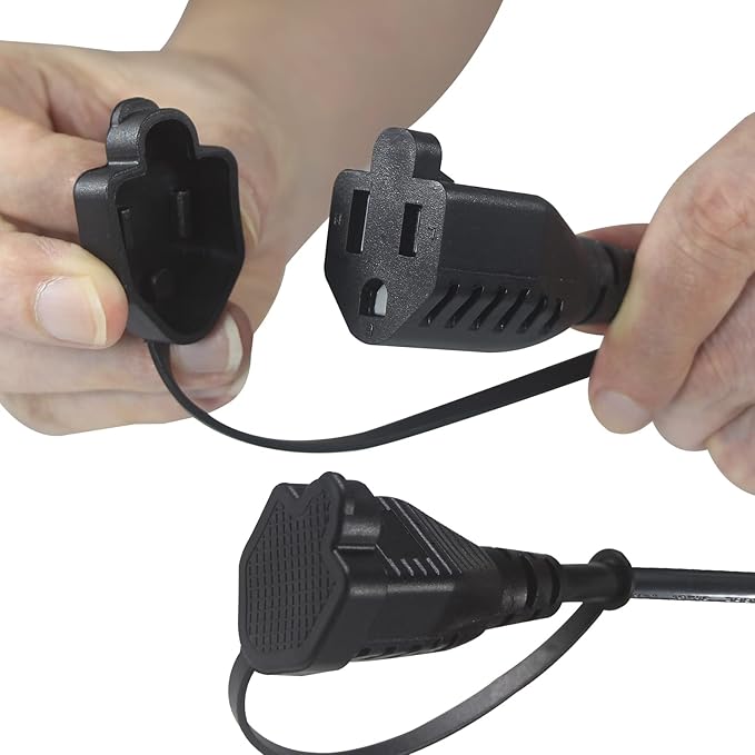 Outdoor 3-Outlet Power Splitter, 90-Degree Flat Plug 1 to 3 Way Outlet Adapter 1.5FT SJTW 16AWG 3-Prong Power Cord Extension Strip with Outlet Cover for Holiday Decoration String Light(1-Pack)